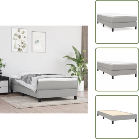 The Living Store Struttura Letto a Rete a Molle Grigio Chiaro 100x200 cm Tessuto - Letto a molle