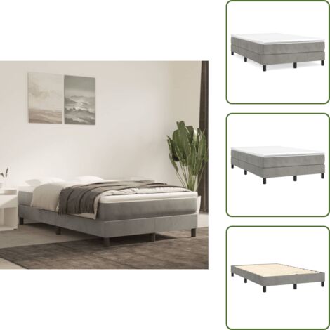 The Living Store Struttura Letto a Rete a Molle Grigio Chiaro 120x200 cm Velluto - Materasso letto