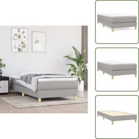 The Living Store Struttura Letto a Rete a Molle Grigio Chiaro 90x190 cm Tessuto - Letto a molle