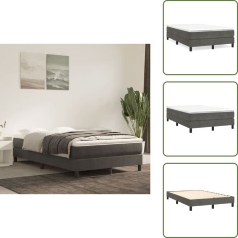 The Living Store Struttura Letto a Rete a Molle Grigio Scuro 120x200 cm Velluto - Letto a molle