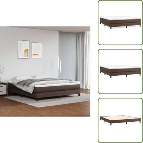 The Living Store Struttura Letto a Rete a Molle Marrone 180x200 cm in Similpelle - Materasso letto