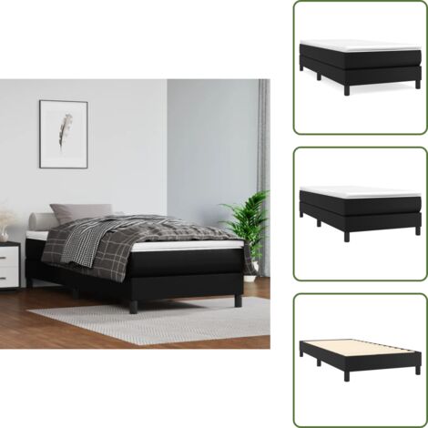 The Living Store Struttura Letto a Rete a Molle Nero 100x200 cm in Similpelle - Materasso a molle