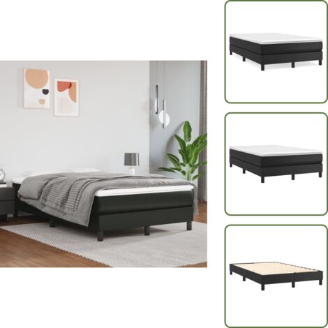 The Living Store Struttura Letto a Rete a Molle Nero 120x200 cm in Similpelle - Materasso a molle
