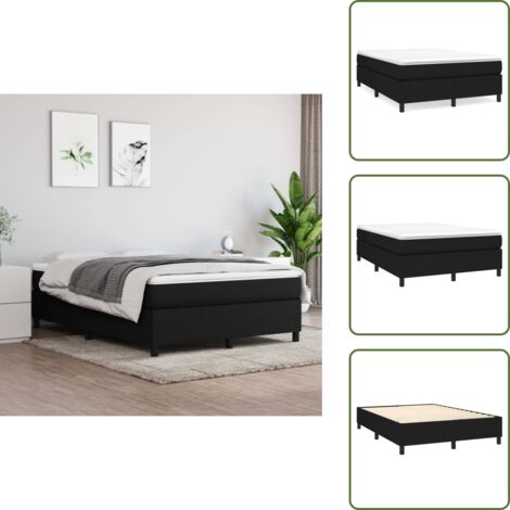 The Living Store Struttura Letto a Rete a Molle Nero 140x190 cm in Tessuto - Letto a molle