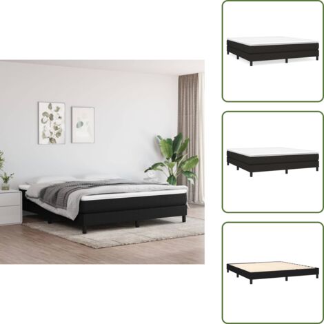 The Living Store Struttura Letto a Rete a Molle Nero 180x200 cm in Tessuto - Letto a molle