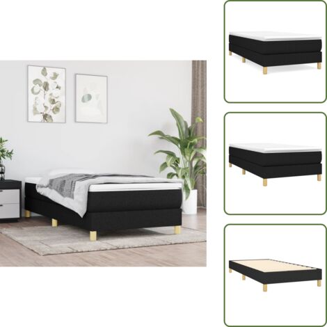The Living Store Struttura Letto a Rete a Molle Nero 90x190 cm in Tessuto - Letto a molle