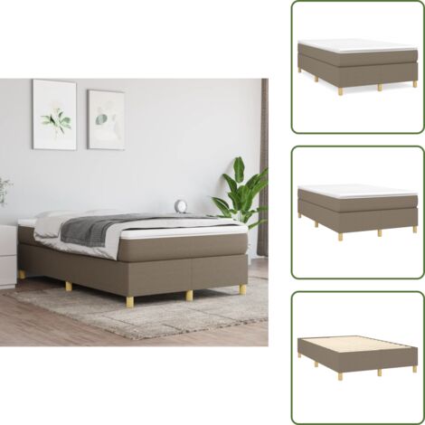 The Living Store Struttura Letto a Rete a Molle Tortora 120x200 cm Tessuto - Letto a molle tortora