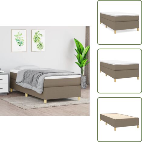 The Living Store Struttura Letto a Rete a Molle Tortora 90x190 cm Tessuto - Letto a molle tortora