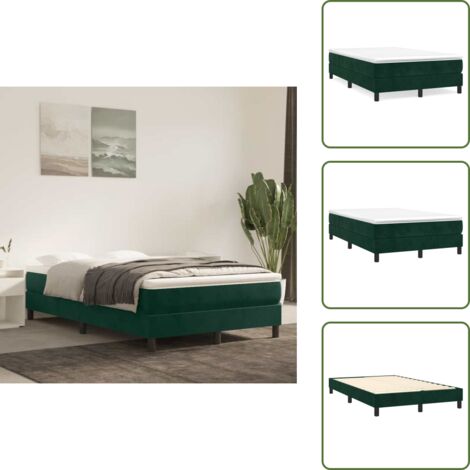 The Living Store Struttura Letto a Rete a Molle Verde Scuro 120x200 cm in Velluto - Struttura letto