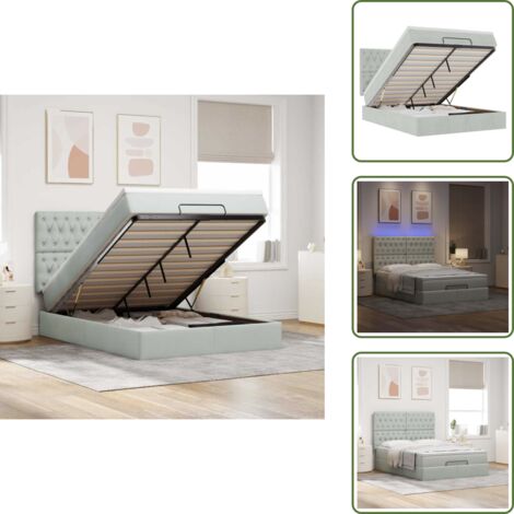 The Living Store Struttura Letto Pouf con Materassi 140x200 cm in Velluto - Materasso a molle insacchettate