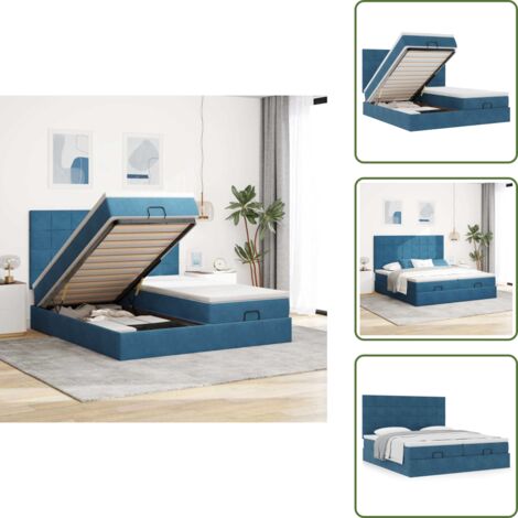 The Living Store Struttura Letto Pouf con Materassi 160x200 cm Velluto - Materasso a molle insacchettate