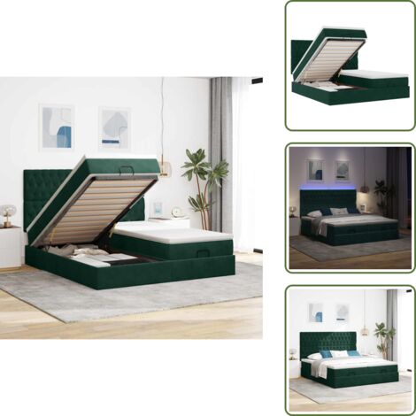 The Living Store Struttura Letto Pouf con Materassi 160x200 cm Velluto - Materasso a molle insacchettate