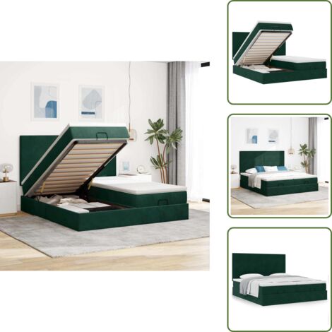 The Living Store Struttura Letto Pouf con Materassi 160x200 cm Velluto - Materasso a molle insacchettate