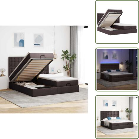 The Living Store Struttura Letto Pouf con Materassi 180x200 cm in Tessuto - Materasso a molle insacchettate