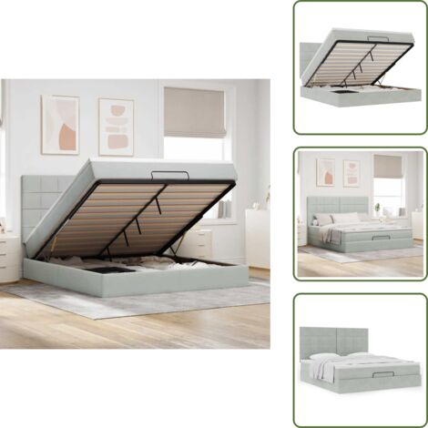 The Living Store Struttura Letto Pouf con Materassi 180x200 cm Velluto - Letto con testiera