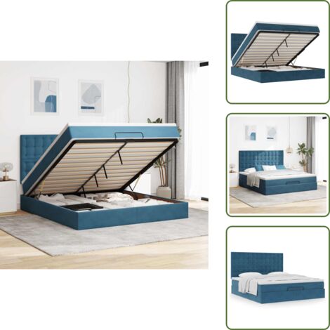 The Living Store Struttura Letto Pouf con Materassi 180x200 cm Velluto - Materasso a molle insacchettate