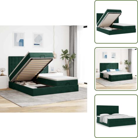 The Living Store Struttura Letto Pouf con Materassi 180x200 cm Velluto - Materasso a molle insacchettate