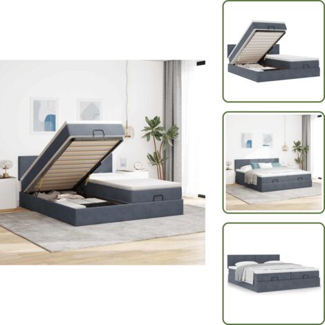 The Living Store Struttura Letto Pouf con Materassi 180x200 cm Velluto - Materasso a molle insacchettate
