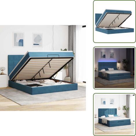 The Living Store Struttura Letto Pouf con Materassi 180x200 cm Velluto - Materasso a molle insacchettate