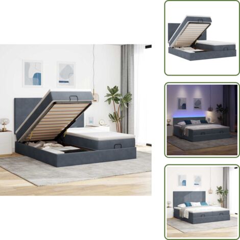 The Living Store Struttura Letto Pouf con Materassi 180x200 cm Velluto - Materasso a molle insacchettate