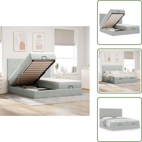The Living Store Struttura Letto Pouf con Materassi 180x200 cm Velluto - Materasso a molle insacchettate