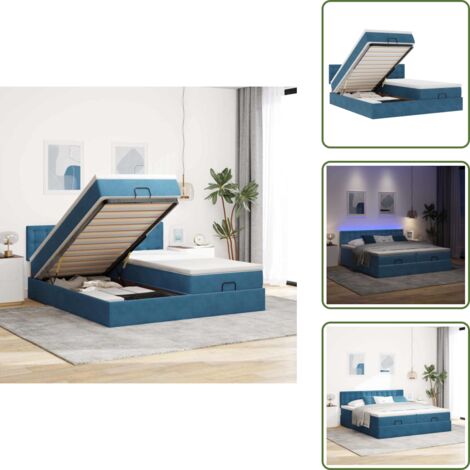The Living Store Struttura Letto Pouf con Materassi 180x200 cm Velluto - Materasso a molle insacchettate