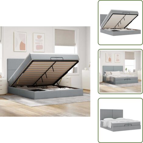 The Living Store Struttura Letto Pouf con Materassi 200x200 cm in Tessuto - Materasso a molle insacchettate