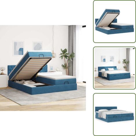 The Living Store Struttura Letto Pouf con Materassi 200x200 cm Velluto - Materasso a molle insacchettate