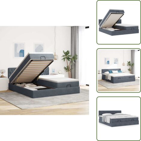 The Living Store Struttura Letto Pouf con Materassi 200x200 cm Velluto - Materasso a molle insacchettate
