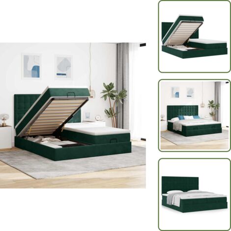 The Living Store Struttura Letto Pouf con Materassi 200x200 cm Velluto - Materasso a molle insacchettate