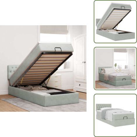 The Living Store Struttura Letto Pouf con Materasso 100x200 cm Velluto - Letto con testiera
