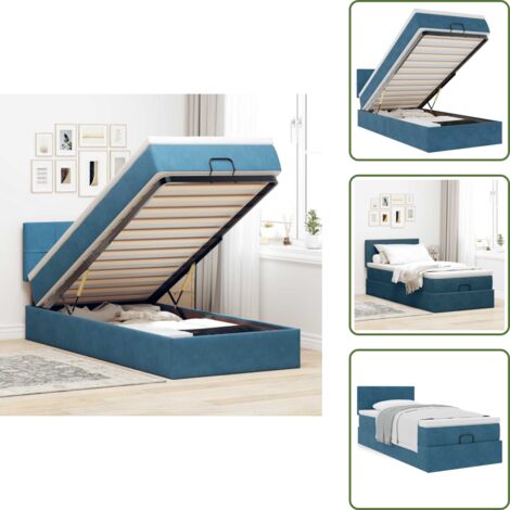 The Living Store Struttura Letto Pouf con Materasso 100x200 cm Velluto - Materasso a molle insacchettate