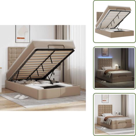 The Living Store Struttura Letto Pouf con Materasso 120x190 cm Similpelle - Materasso a molle insacchettate