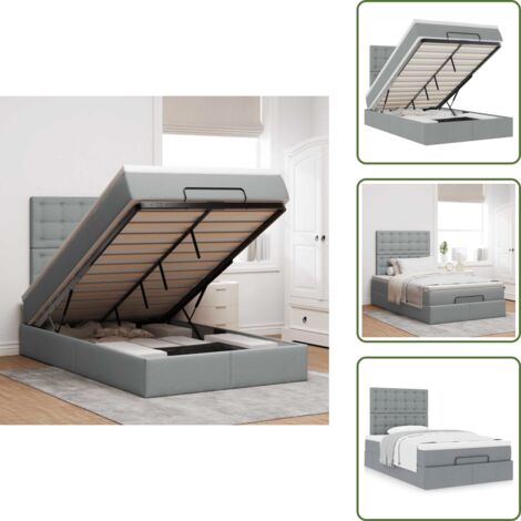 The Living Store Struttura Letto Pouf con Materasso 120x200 cm in Tessuto - Materasso a molle insacchettate