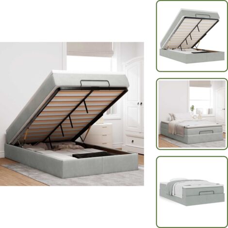 The Living Store Struttura Letto Pouf con Materasso 120x200 cm Velluto - Materasso a molle insacchettate