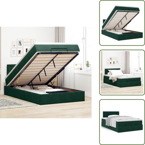 The Living Store Struttura Letto Pouf con Materasso 120x200 cm Velluto - Materasso a molle insacchettate