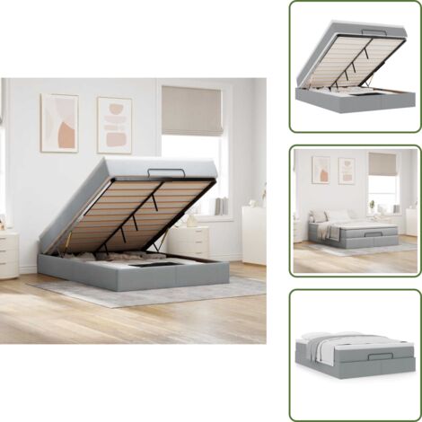 The Living Store Struttura Letto Pouf con Materasso 140x200 cm in Tessuto - Materasso a molle insacchettate
