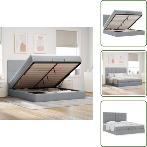The Living Store Struttura Letto Pouf con Materasso 180x200 cm in Tessuto - Materasso a molle insacchettate