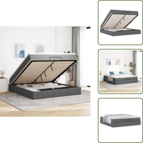 The Living Store Struttura Letto Pouf con Materasso 180x200 cm in Tessuto - Materasso a molle insacchettate
