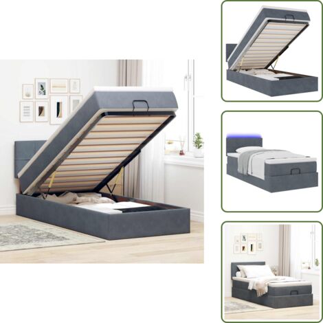 The Living Store Struttura Letto Pouf con Materasso 180x200 cm in Velluto - Letto con testiera