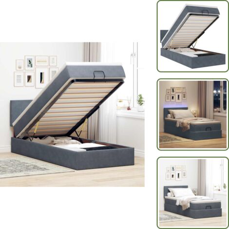 The Living Store Struttura Letto Pouf con Materasso 180x200 cm in Velluto - Letto con testiera