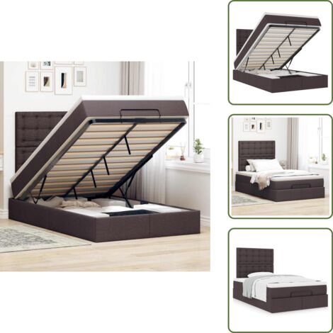 The Living Store Struttura Letto Pouf con Materasso 80x200 cm in Tessuto - Materasso a molle insacchettate