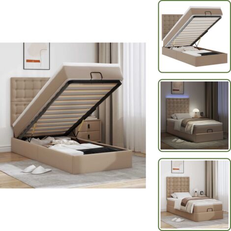The Living Store Struttura Letto Pouf con Materasso 90x200 cm Similpelle - Materasso a molle insacchettate
