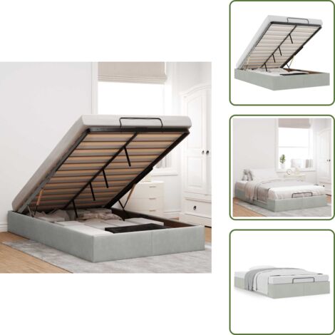 The Living Store Struttura Letto Pouf Senza Materasso 120x200 cm Velluto - Struttura letto