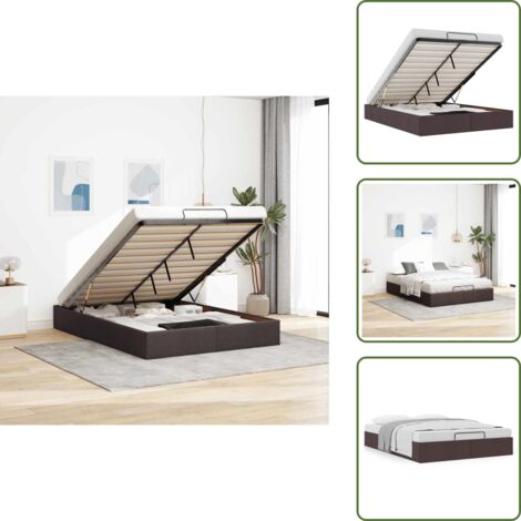 The Living Store Struttura Letto Pouf senza Materasso 140x190 cm in Tessuto - Struttura letto