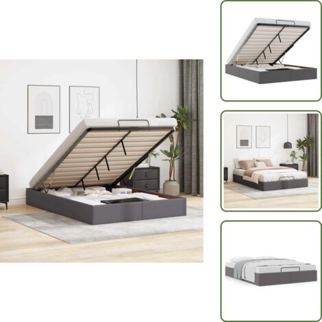 The Living Store Struttura Letto Pouf senza Materasso 140x190 cm Similpelle - Struttura letto