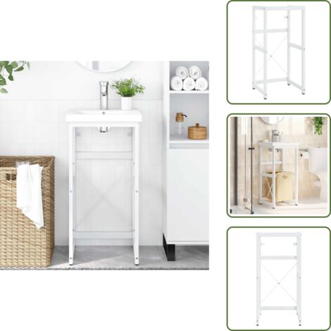 The Living Store Struttura per Lavabo da Bagno Bianca 40x38x83 cm in Ferro - Struttura da bagno
