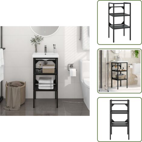 The Living Store Struttura per Lavabo da Bagno Nera 40x38x83 cm in Ferro - Lavabo