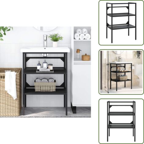 The Living Store Struttura per Lavabo da Bagno Nera 59x38x83 cm in Ferro - Lavabo