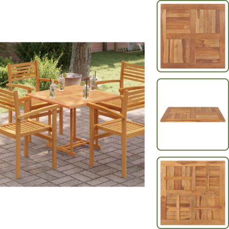The Living Store Superficie de mesa cuadrada madera maciza de teca 80x80x2,5 cm - Madera maciza